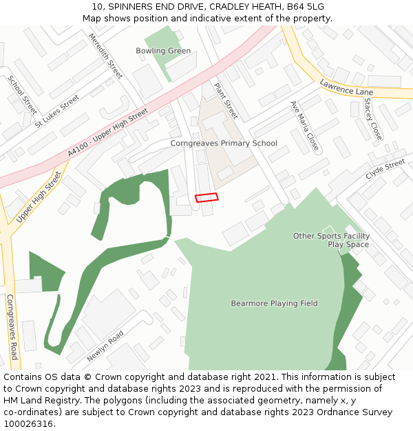 10, SPINNERS END DRIVE, CRADLEY HEATH, B64 5LG: Location map and indicative extent of plot