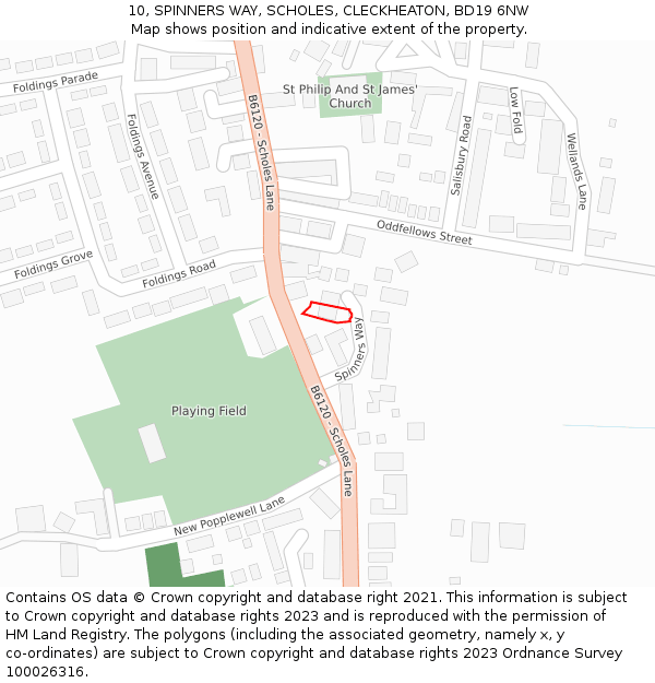 10, SPINNERS WAY, SCHOLES, CLECKHEATON, BD19 6NW: Location map and indicative extent of plot
