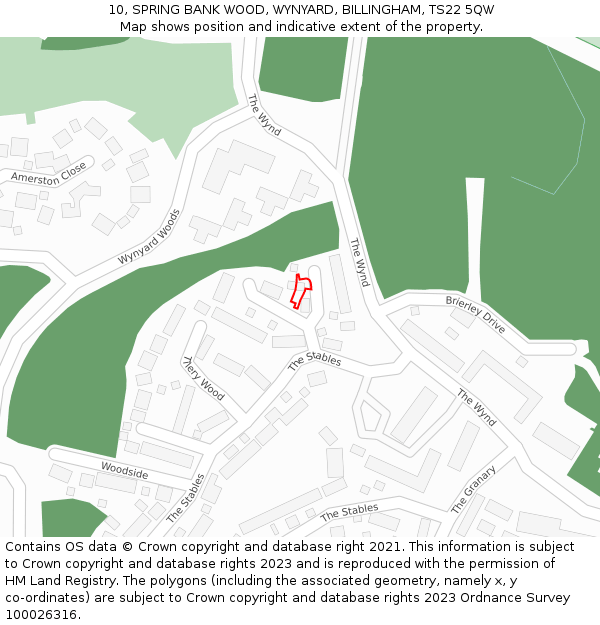 10, SPRING BANK WOOD, WYNYARD, BILLINGHAM, TS22 5QW: Location map and indicative extent of plot