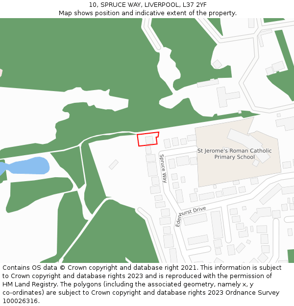 10, SPRUCE WAY, LIVERPOOL, L37 2YF: Location map and indicative extent of plot