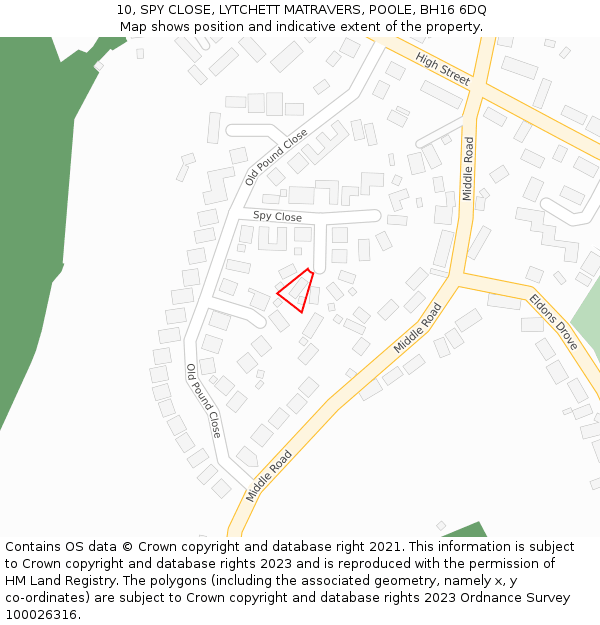 10, SPY CLOSE, LYTCHETT MATRAVERS, POOLE, BH16 6DQ: Location map and indicative extent of plot