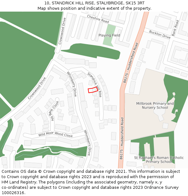 10, STANDRICK HILL RISE, STALYBRIDGE, SK15 3RT: Location map and indicative extent of plot