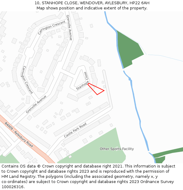 10, STANHOPE CLOSE, WENDOVER, AYLESBURY, HP22 6AH: Location map and indicative extent of plot