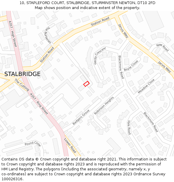 10, STAPLEFORD COURT, STALBRIDGE, STURMINSTER NEWTON, DT10 2FD: Location map and indicative extent of plot