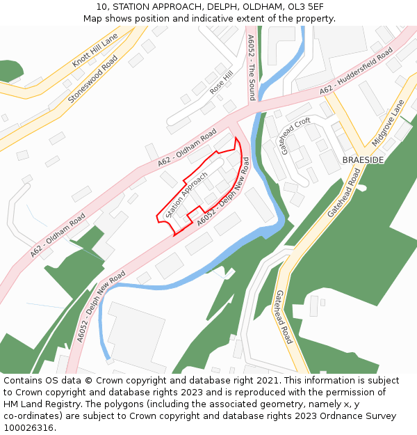 10, STATION APPROACH, DELPH, OLDHAM, OL3 5EF: Location map and indicative extent of plot