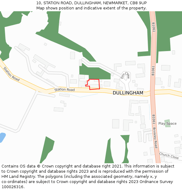 10, STATION ROAD, DULLINGHAM, NEWMARKET, CB8 9UP: Location map and indicative extent of plot