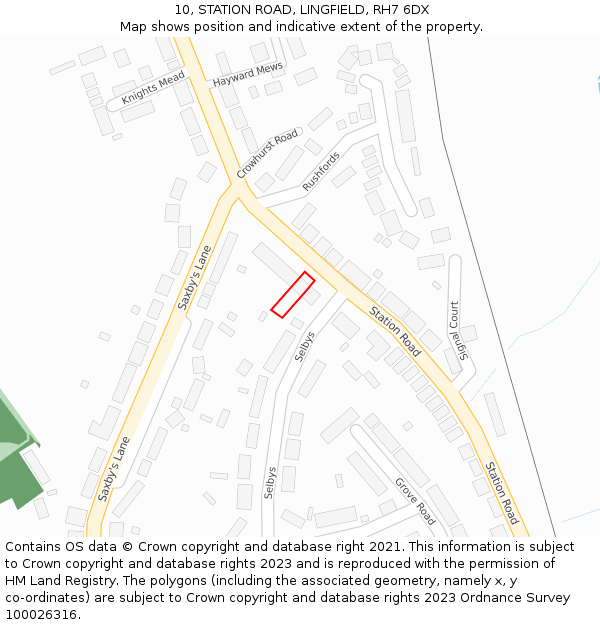 10, STATION ROAD, LINGFIELD, RH7 6DX: Location map and indicative extent of plot