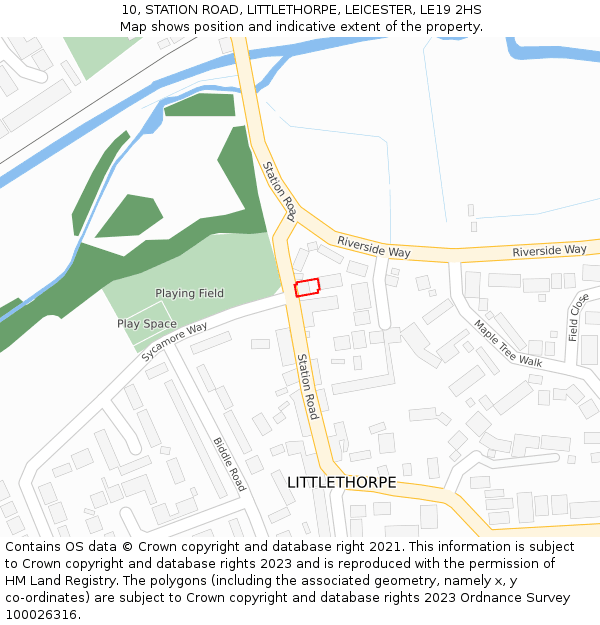 10, STATION ROAD, LITTLETHORPE, LEICESTER, LE19 2HS: Location map and indicative extent of plot