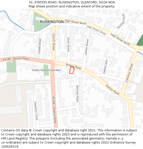 10, STATION ROAD, RUSKINGTON, SLEAFORD, NG34 9DA: Location map and indicative extent of plot