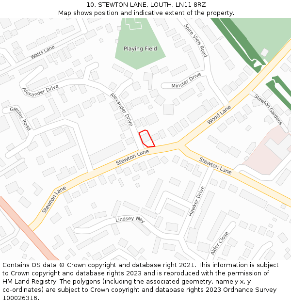 10, STEWTON LANE, LOUTH, LN11 8RZ: Location map and indicative extent of plot