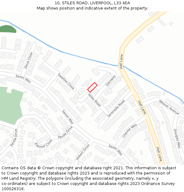 10, STILES ROAD, LIVERPOOL, L33 4EA: Location map and indicative extent of plot