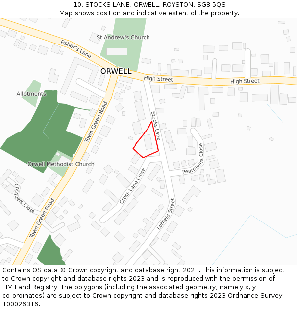 10, STOCKS LANE, ORWELL, ROYSTON, SG8 5QS: Location map and indicative extent of plot