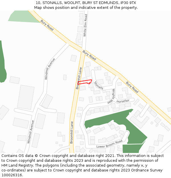 10, STONALLS, WOOLPIT, BURY ST EDMUNDS, IP30 9TX: Location map and indicative extent of plot