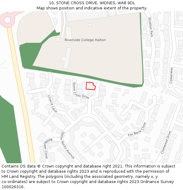 10, STONE CROSS DRIVE, WIDNES, WA8 9DL: Location map and indicative extent of plot