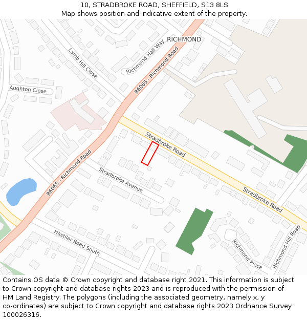 10, STRADBROKE ROAD, SHEFFIELD, S13 8LS: Location map and indicative extent of plot