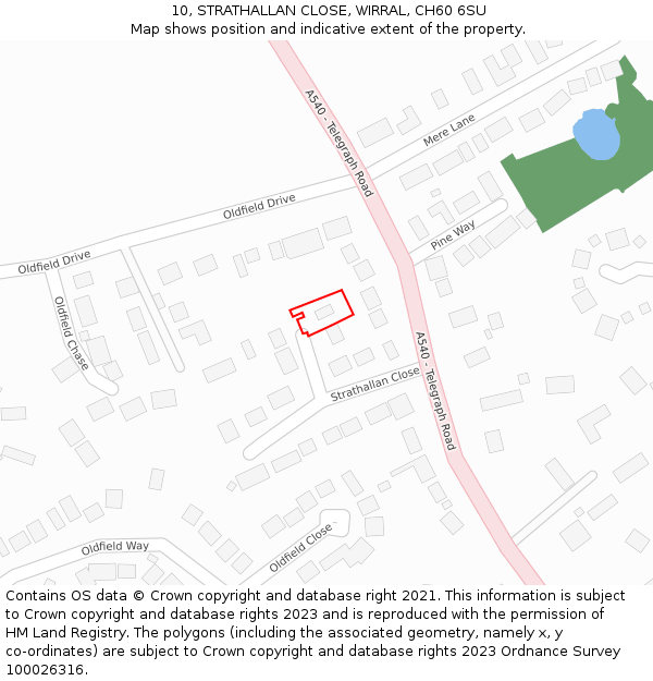 10, STRATHALLAN CLOSE, WIRRAL, CH60 6SU: Location map and indicative extent of plot