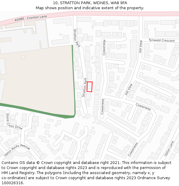 10, STRATTON PARK, WIDNES, WA8 9FA: Location map and indicative extent of plot