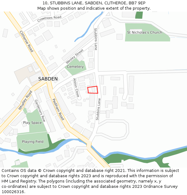 10, STUBBINS LANE, SABDEN, CLITHEROE, BB7 9EP: Location map and indicative extent of plot