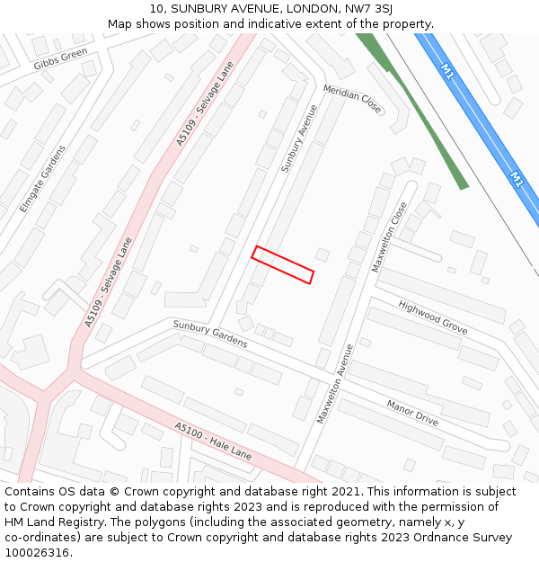 10, SUNBURY AVENUE, LONDON, NW7 3SJ: Location map and indicative extent of plot