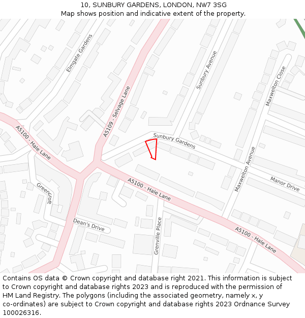 10, SUNBURY GARDENS, LONDON, NW7 3SG: Location map and indicative extent of plot