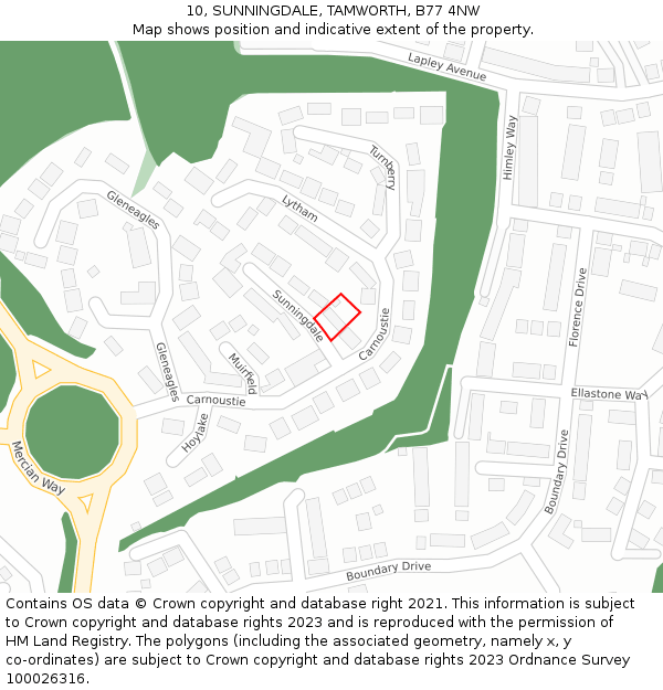 10, SUNNINGDALE, TAMWORTH, B77 4NW: Location map and indicative extent of plot