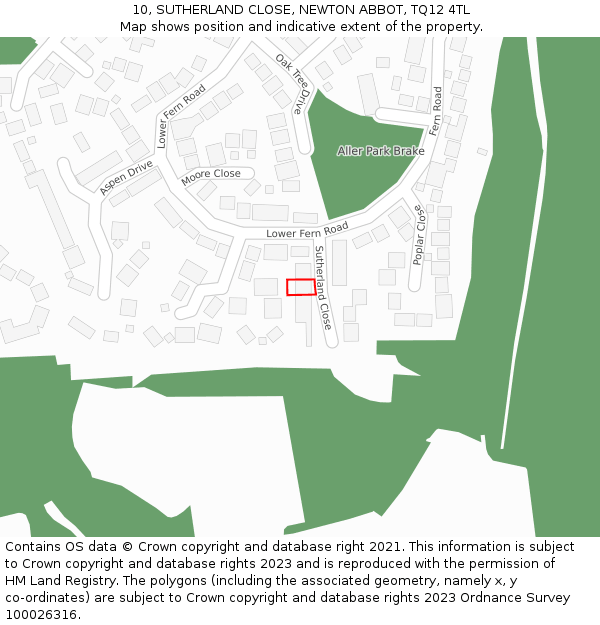 10, SUTHERLAND CLOSE, NEWTON ABBOT, TQ12 4TL: Location map and indicative extent of plot