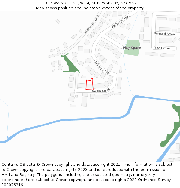 10, SWAIN CLOSE, WEM, SHREWSBURY, SY4 5NZ: Location map and indicative extent of plot