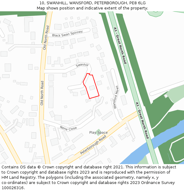 10, SWANHILL, WANSFORD, PETERBOROUGH, PE8 6LG: Location map and indicative extent of plot