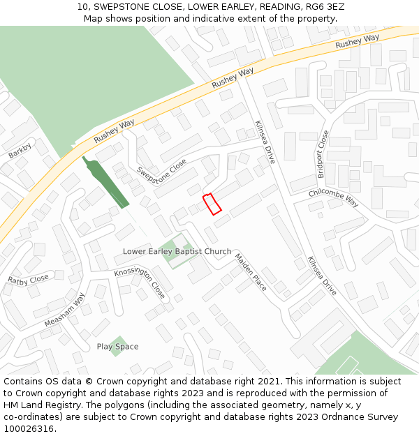 10, SWEPSTONE CLOSE, LOWER EARLEY, READING, RG6 3EZ: Location map and indicative extent of plot
