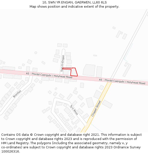 10, SWN YR ENGAN, GAERWEN, LL60 6LS: Location map and indicative extent of plot