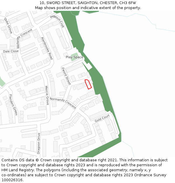 10, SWORD STREET, SAIGHTON, CHESTER, CH3 6FW: Location map and indicative extent of plot