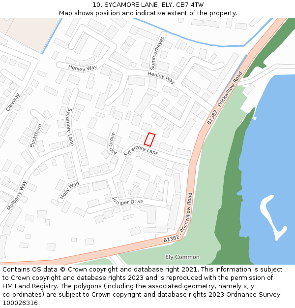 10, SYCAMORE LANE, ELY, CB7 4TW: Location map and indicative extent of plot