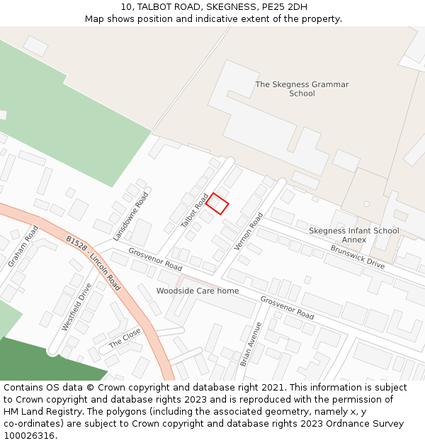 10, TALBOT ROAD, SKEGNESS, PE25 2DH: Location map and indicative extent of plot