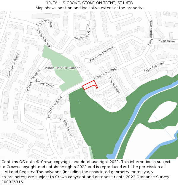 10, TALLIS GROVE, STOKE-ON-TRENT, ST1 6TD: Location map and indicative extent of plot