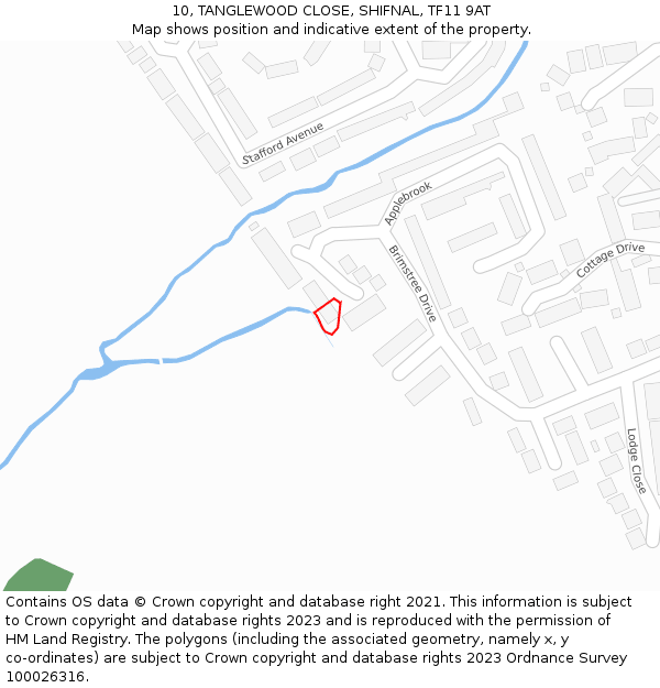 10, TANGLEWOOD CLOSE, SHIFNAL, TF11 9AT: Location map and indicative extent of plot