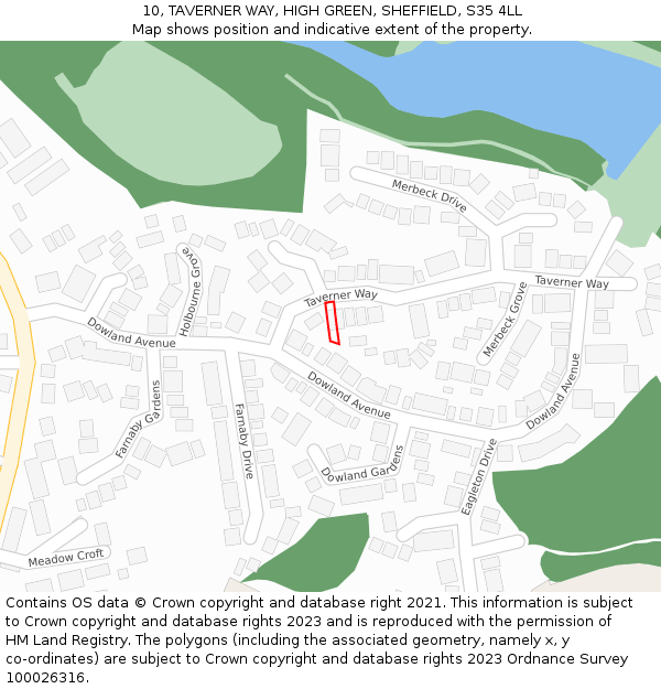 10, TAVERNER WAY, HIGH GREEN, SHEFFIELD, S35 4LL: Location map and indicative extent of plot