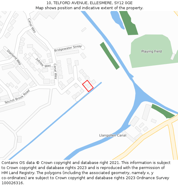 10, TELFORD AVENUE, ELLESMERE, SY12 0GE: Location map and indicative extent of plot
