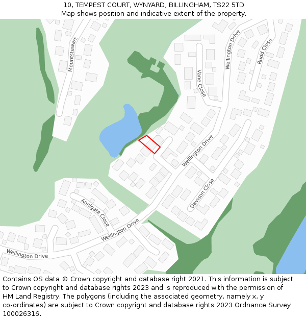 10, TEMPEST COURT, WYNYARD, BILLINGHAM, TS22 5TD: Location map and indicative extent of plot