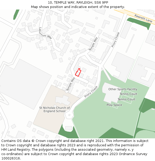 10, TEMPLE WAY, RAYLEIGH, SS6 9PP: Location map and indicative extent of plot