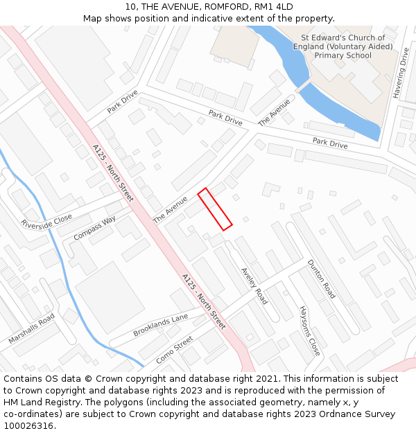 10, THE AVENUE, ROMFORD, RM1 4LD: Location map and indicative extent of plot