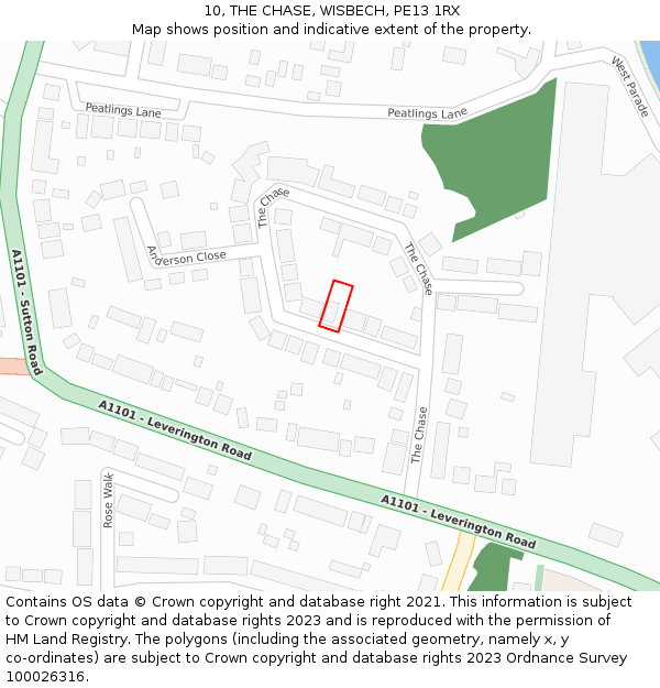 10, THE CHASE, WISBECH, PE13 1RX: Location map and indicative extent of plot