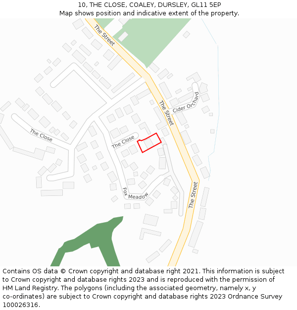 10, THE CLOSE, COALEY, DURSLEY, GL11 5EP: Location map and indicative extent of plot
