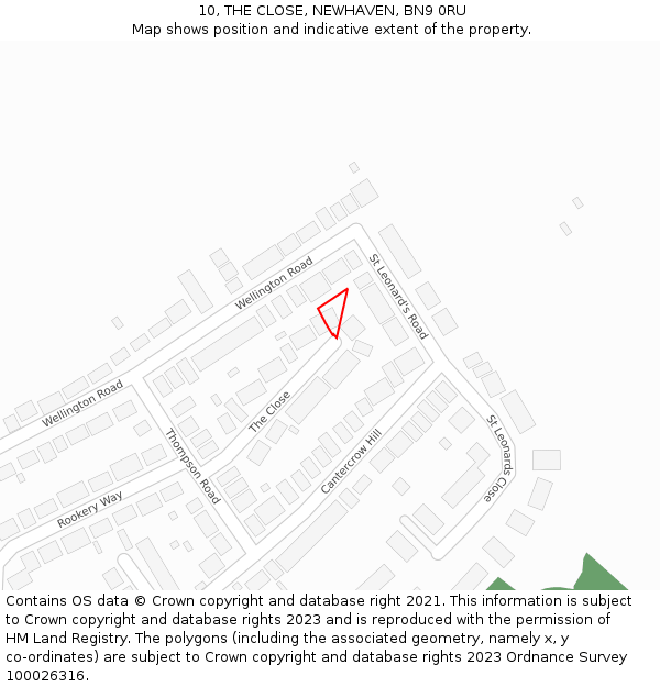 10, THE CLOSE, NEWHAVEN, BN9 0RU: Location map and indicative extent of plot