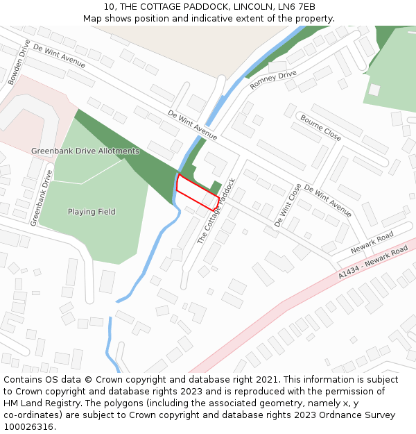 10, THE COTTAGE PADDOCK, LINCOLN, LN6 7EB: Location map and indicative extent of plot