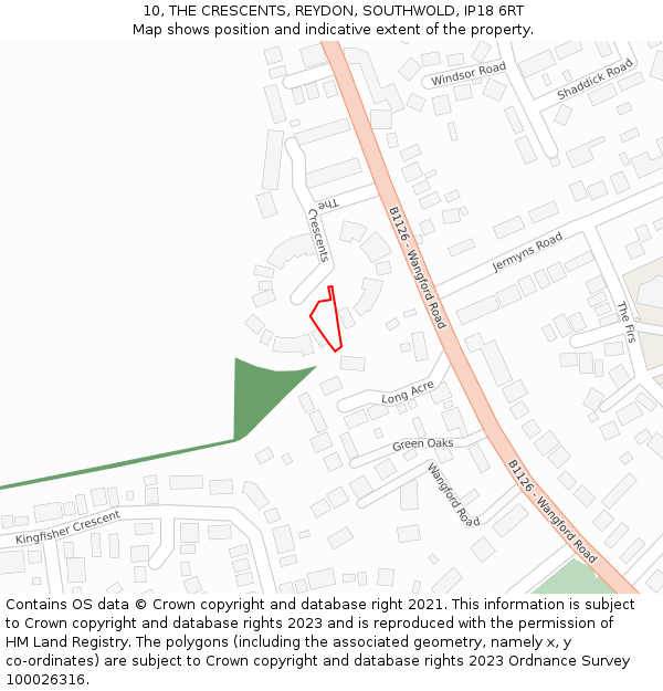 10, THE CRESCENTS, REYDON, SOUTHWOLD, IP18 6RT: Location map and indicative extent of plot