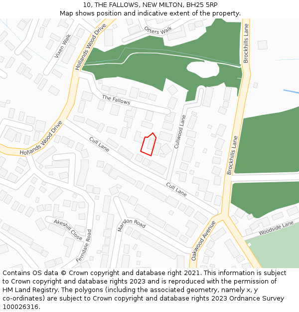 10, THE FALLOWS, NEW MILTON, BH25 5RP: Location map and indicative extent of plot