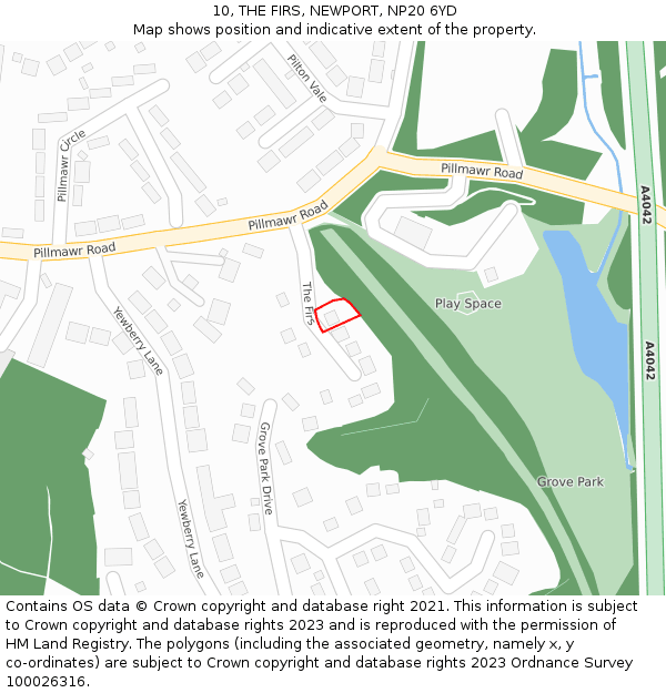 10, THE FIRS, NEWPORT, NP20 6YD: Location map and indicative extent of plot