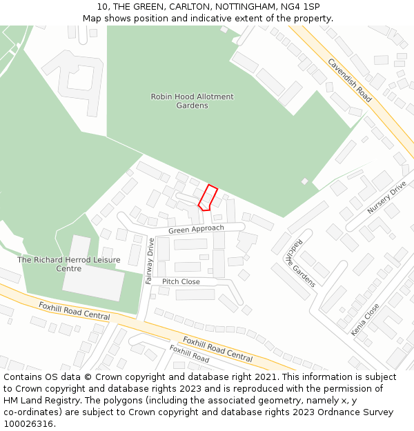 10, THE GREEN, CARLTON, NOTTINGHAM, NG4 1SP: Location map and indicative extent of plot