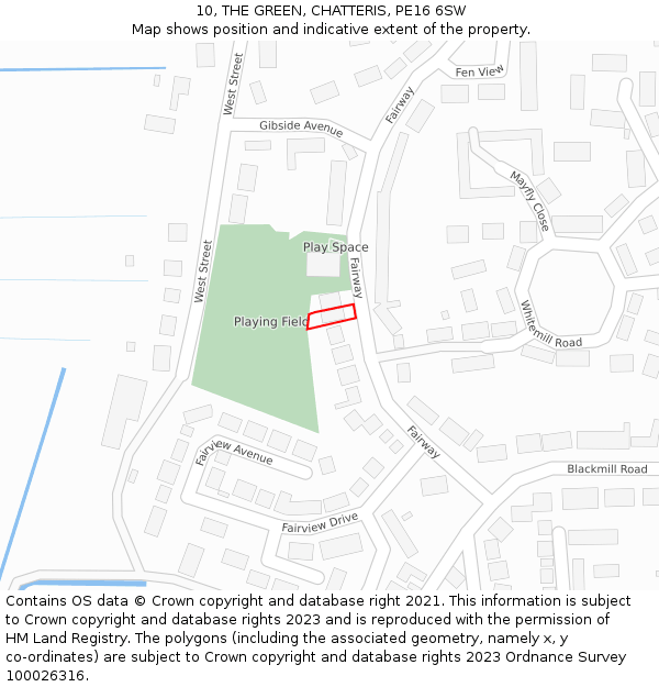 10, THE GREEN, CHATTERIS, PE16 6SW: Location map and indicative extent of plot