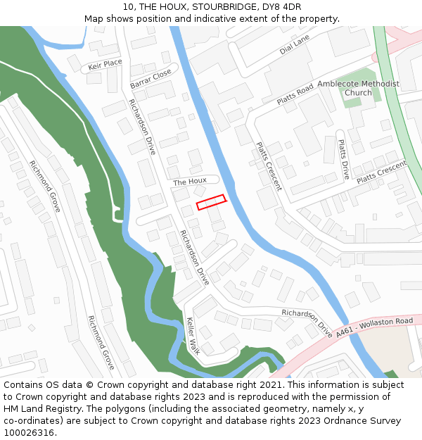 10, THE HOUX, STOURBRIDGE, DY8 4DR: Location map and indicative extent of plot